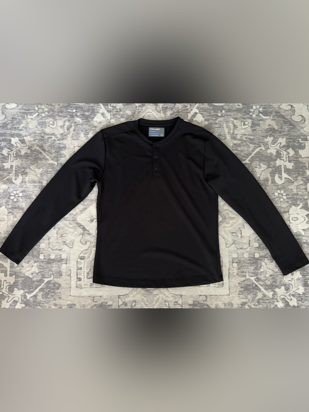 Twillory Performance Henley Men’s M Black Long Sleeve Athleisure Shirt